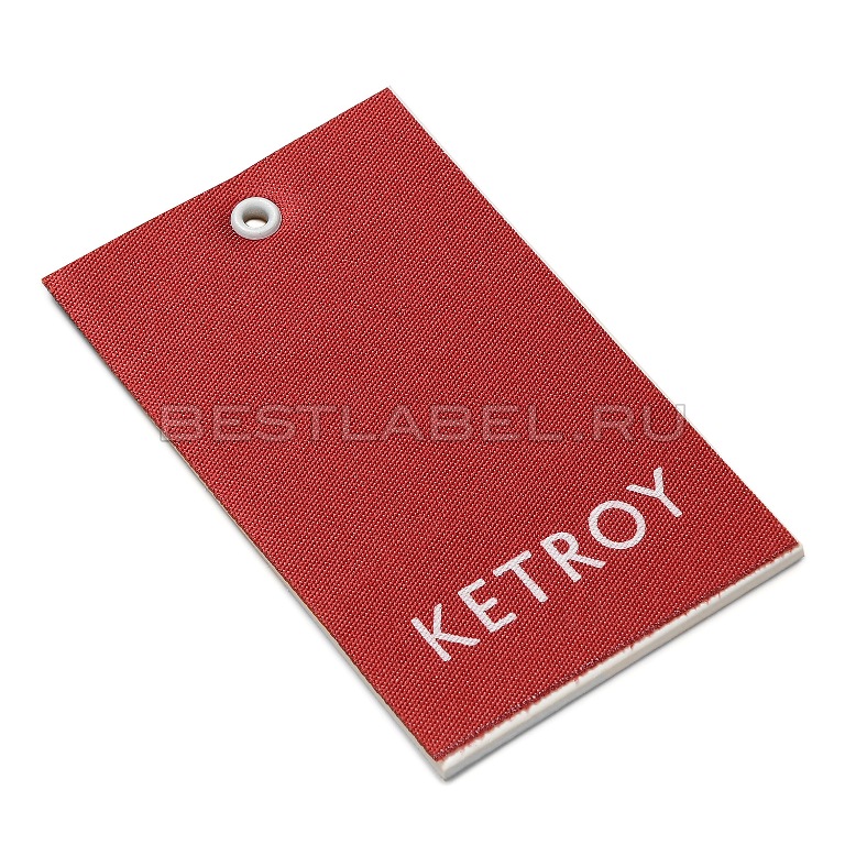 Жаккардовая этикетка классик красная с надписью Ketroy
