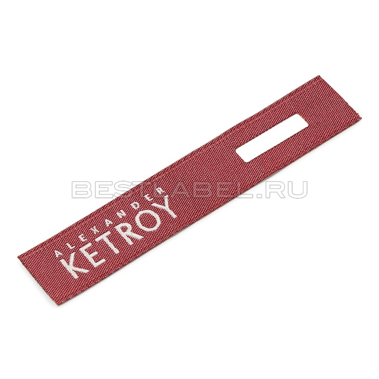 Жаккардовая этикетка классик красная с логотипом Ketroy