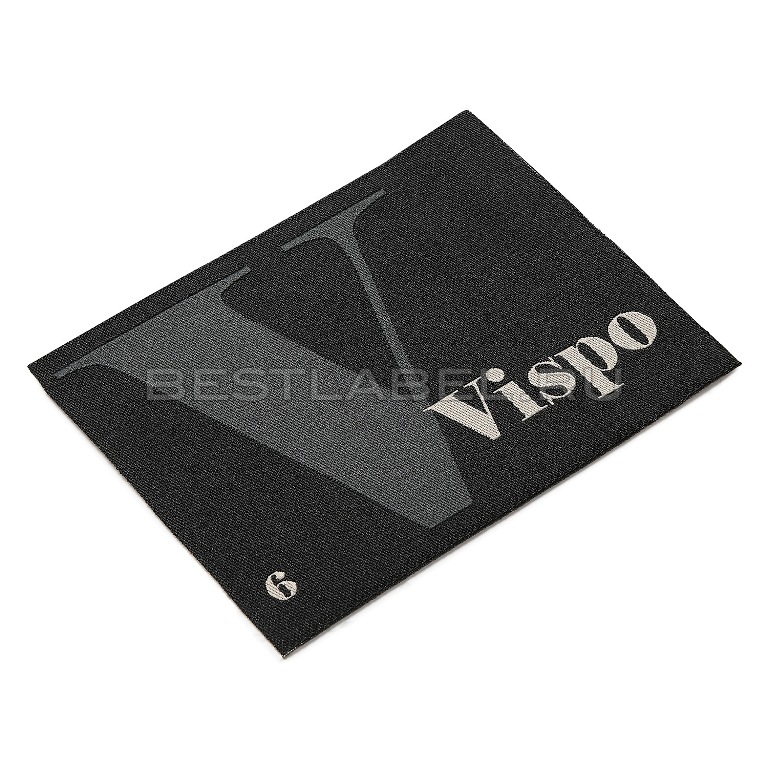 Этикетка из жаккарда черная классическая с логотипом Vispo
