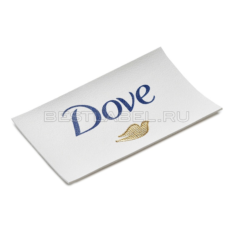 Светлая этикетка из кожзама Dove